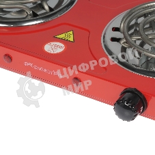 Плита настольная электрическая Energy EN-904R красный, 2 кВт, ТЭН, конфорки - 2, эмаль, поворотные переключатели