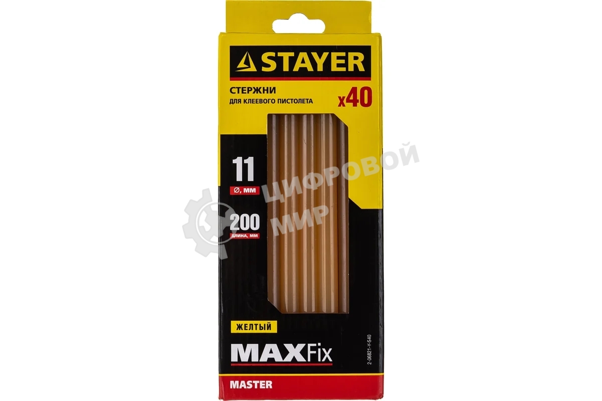 Стержни для клей-пистолетов STAYER 2-06821-Y-S4011х200мм 40шт. желтый по бумаге и дереву