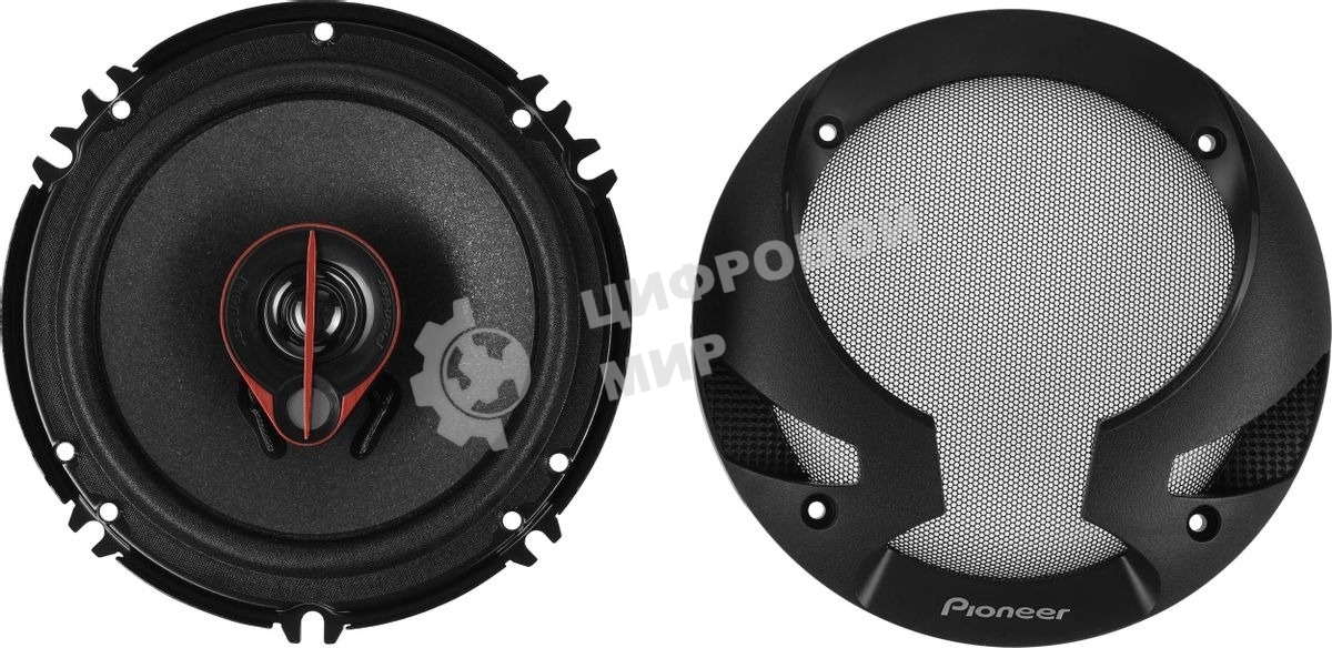 Колонки автомобильные Pioneer TS-R1651S-2 (без решетки) 300Вт 90дБ 4Ом 14.24см (6дюйм) (ком.:2кол.) коаксиальные трехполосные