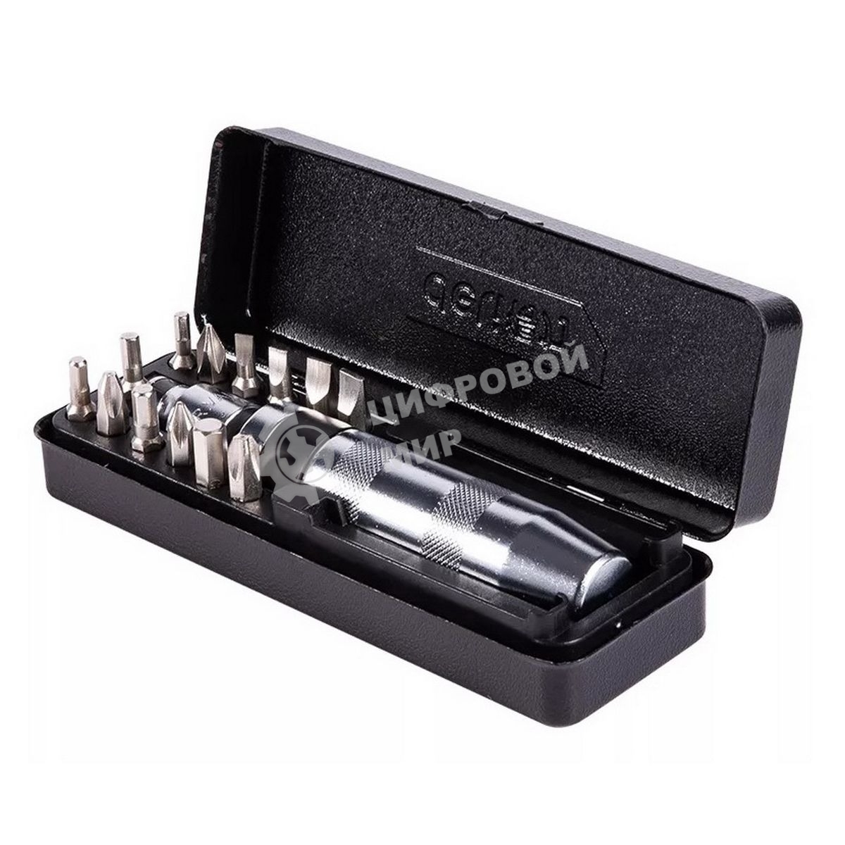 Ударно-поворотная отвертка с набором бит 13 шт Deli DL8901 (PH1, PH2x2, PH3, PH4, SL5, SL6, SL8, SL9, H4, H5, H6, H8), Cr-V, пласт. кейс