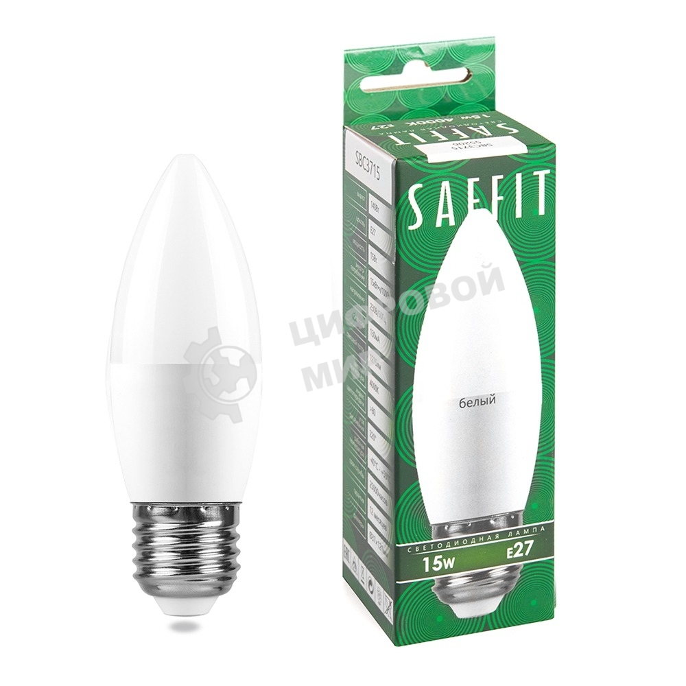 Лампа светодиодная SAFFIT SBC3715 LED 15Вт Е27 белый матовая свеча