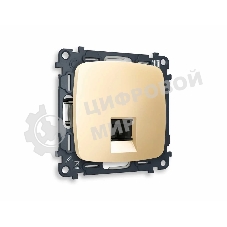 Комплект механизма компьютерной розетки OMEGA Шампань RJ-45(8P8C) CAT6 с шторкой QUANT (OP6120, VM188) MO612010