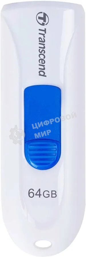 Флешка USB Transcend JetFlash 790 (TS64GJF790W), 64Gb, USB 3.0, R/W 70/25, белый/синий