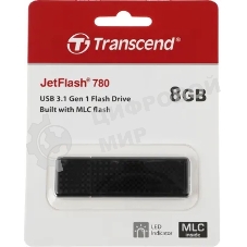 Флешка USB Transcend JetFlash 780 (TS8GJF780), 8Gb, USB 3.0, R/W 140/40, черный/серебристый