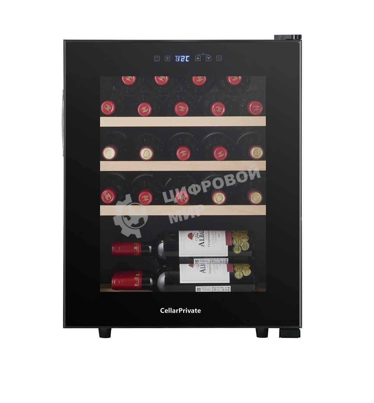 Винный шкаф Cellar Private CP023 черный, 60 л, 1 отсек, 23 бут.