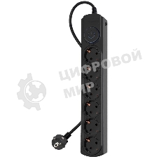 Сетевой фильтр Ippon BK-6-EU-3-10-B 3 м, 6 розеток, черный, коробка