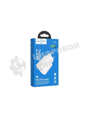 Блок питания (сетевой адаптер) HOCO C94A Metro 1xUSB-C с кабелем Type-C-Type-C, 3.0A, 20W, белый