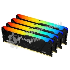 Оперативная память Kingston Fury Beast, DDR4, 32GB (4x8GB), 3600MHz, CL17, DIMM, с радиаторами, RGB, черный