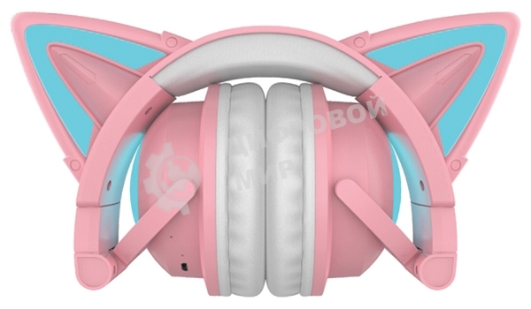 Гарнитура Party Cat mini ВТ 0051 (розово-голубые) c подсветкой накладная Bluetooth