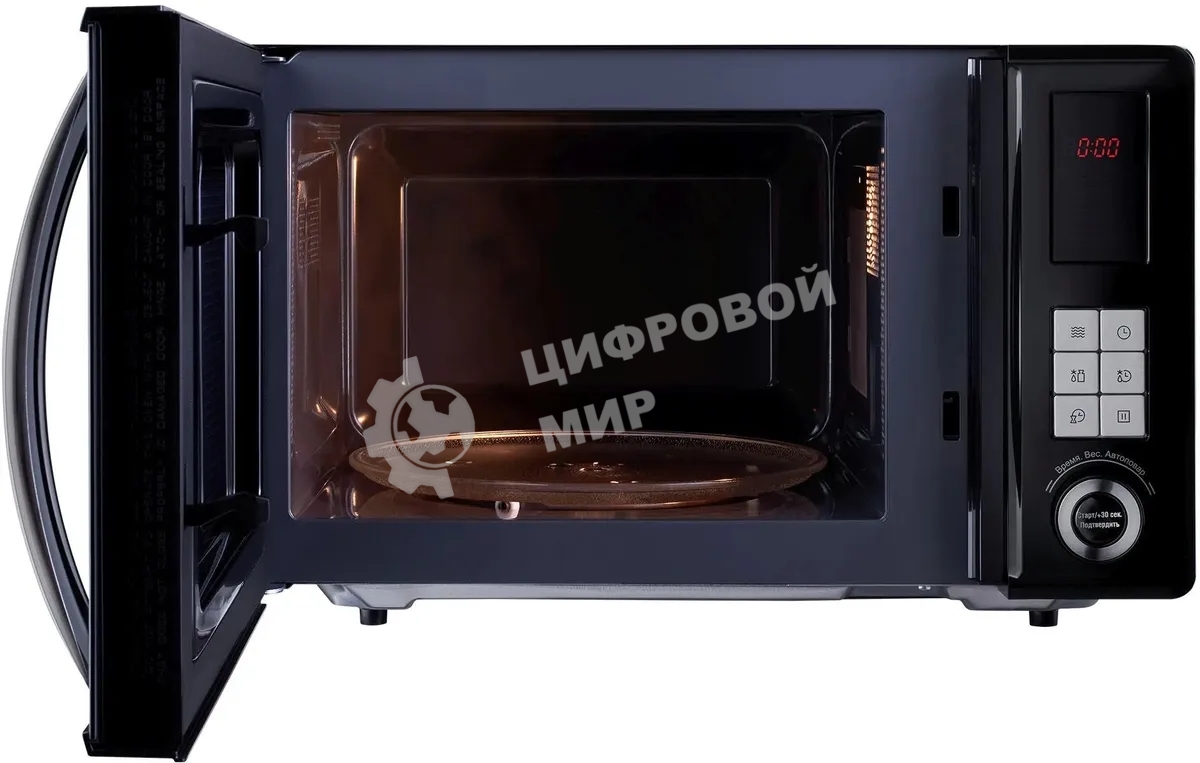 Микроволновая печь Hyundai HYM-D3010 черный, 23 л, 800 Вт, переключатели - кнопки, поворотный механизм