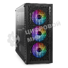 Компьютерный корпус Miditower ExeGate EVO-5001A-450NPX (ATX, БП 450NPX с вент. 12 см, 2хUSB+1хUSB 3.0+HD Audio, черный, 3 вент.12см с RGb подсветкой, боковая панель - закаленное стекло)