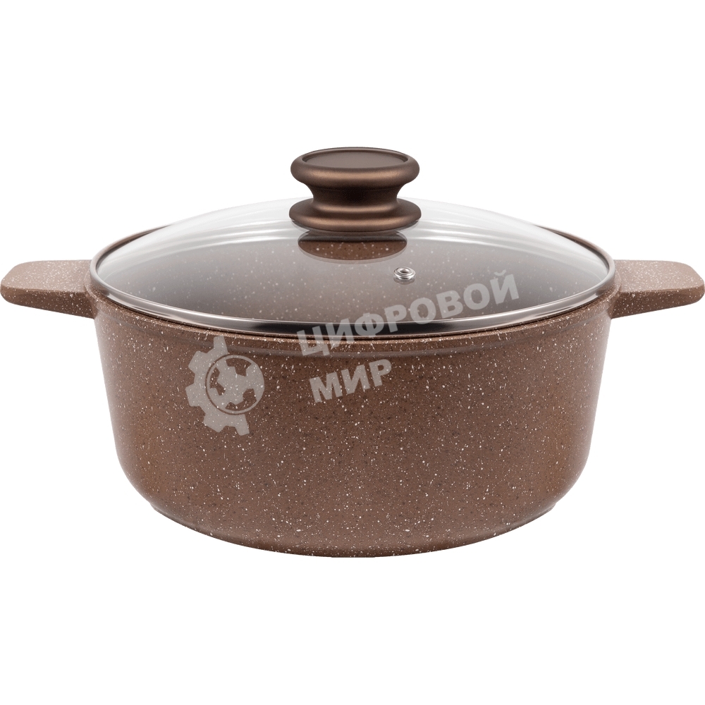 Кастрюля Maunfeld CARMEL MF26CRM01CR, 26 см, 5 л из литого алюминия со стеклянной крышкой