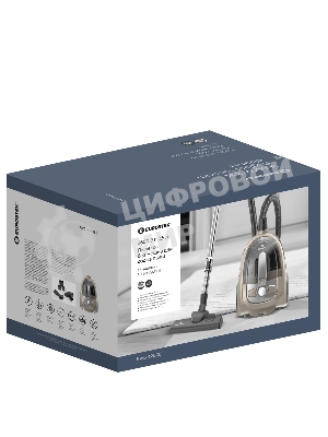 Пылесос Eurostek EVC-KP06С серый/медный, 450/2600 Вт, уборка сухая, пылесборник контейнер, 2.5 л