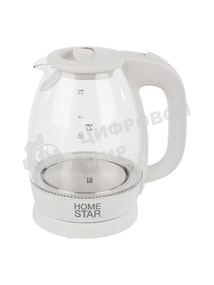 Чайник электрический Homestar HS-1012 1.7 л, стекло, белый (003566)