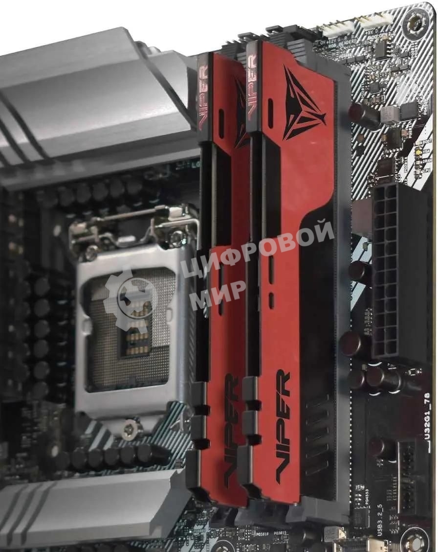 Оперативная память Patriot Viper Elite II, DDR4, 32GB (2x16 GB), 3200 MHz, CL18, DIMM, радиатор, красный, черный