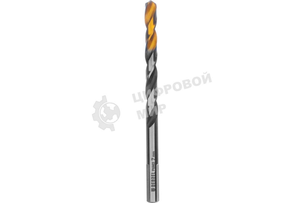 Сверло спиральное по металлу Denzel 7,0 x 109мм, Р6М5, Golden Tip, многогранная заточка