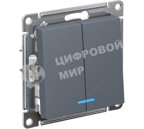 Механизм выключателя 2-кл. СП AtlasDesign 10А IP20 (сх. 5а) 10AX с подсветкой грифель