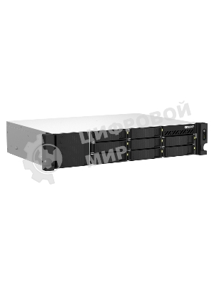 Сетевое хранилище SMB QNAP TS-873AeU-RP-4G NAS 8 HDD trays, 2x 2.5 GbE. 64-bit 4-core AMD V1500B 2,2 GHz, 4 Gb. RAM (1*4 Gb) up to 32Gb (2*16 Gb), 2 x M2 2280 (PCIe Gen3 x 1), 2xPSU W/o rail kit RAIL-B02