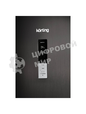 Холодильник Korting KNFC 62370 XN черная нержавеющая сталь двухкамерный 257/94л морозилка снизу, No Frost