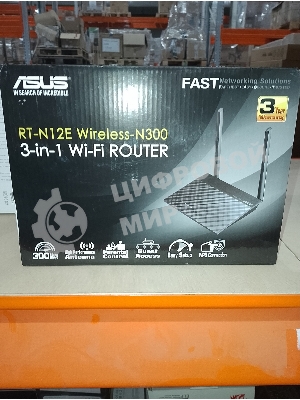 (Поврежденная упаковка) Маршрутизатор ASUS RT-N12E (N300, 1x100Mbs WAN, 4x100Mbs LAN) (RT-N12E)