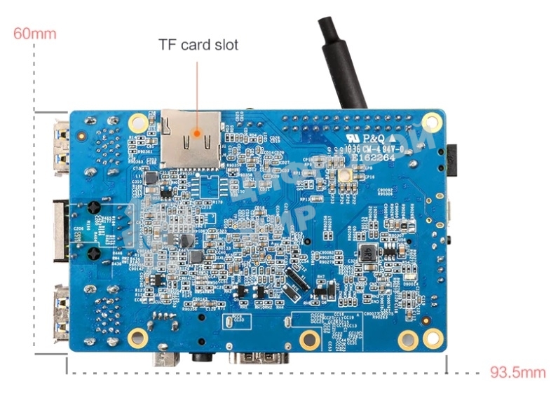 Микрокомпьютер Orange PI 3 2Gb + 8Gb EMMC, Android 7, с кабелем питания. (44286)