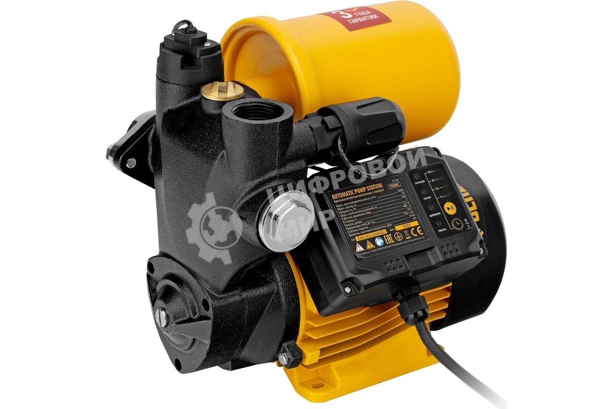 Насосная станция PS500C, 500 Вт, напор 35 м, 2200 л/ч, ресивер 2 л, блок управления Denzel