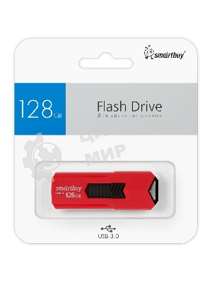 Флешка USB Smartbuy STREAM Red (SB128 GbST-R3), 128Gb, USB 3.0, R/W 75/30, красный/черный