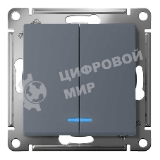 Механизм выключателя 2-кл. СП AtlasDesign 10А IP20 (сх. 5а) 10AX с подсветкой грифель