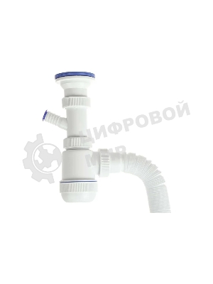 Сифон МИНИ ЭЛИТ для раковин 1'1/2 х 40/50 мм с нержавеющей чашкой 63 мм с отводом для стиральной или посудомоечной машины и c гофротрубой L800 мм