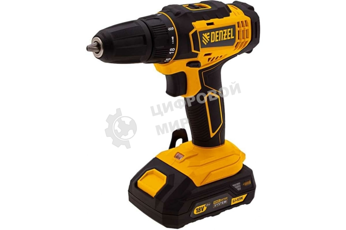 Дрель-шуруповерт Denzel CDL-18-02BM, Аккумуляторная, 18В, 2 АКБ, Кейс