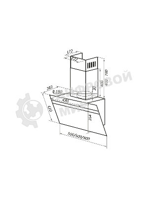 Вытяжка наклонная Maunfeld Medway 60 черная, 60 см, 1000 куб. м/ч, 54 дБ