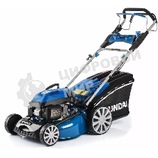 Бензиновая газонокосилка Hyundai L 4610SE самоходная, электрозапуск, двигатель Hyundai ICV145,4-х такт, 3.5 л.с./145 см3, Ширина среза 45,7 см, Высота среза 25-75 мм, 35 кг