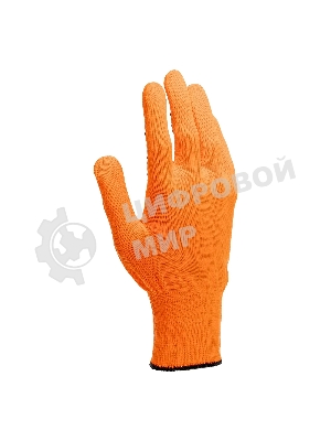 Перчатки Сибртех трикотажные, синтетическая нить, ПВХ-гель точка, оранжевый, L, 13 класс
