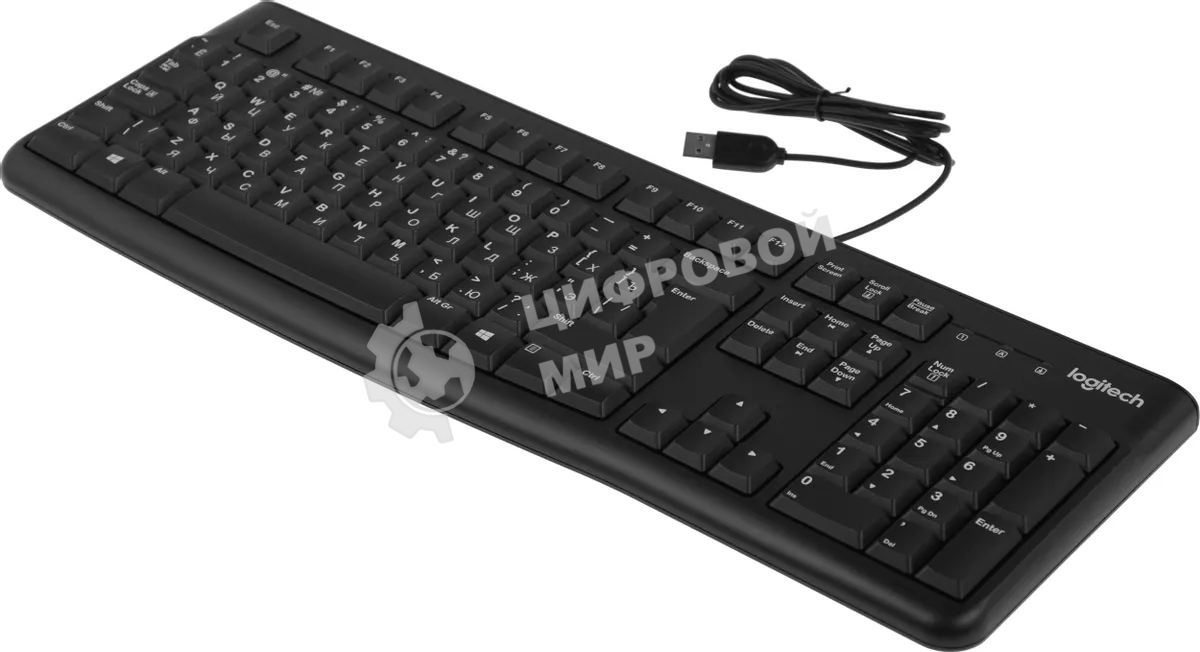 Клавиатура проводная Logitech K120 for business, USB черный (заводская гравировка)