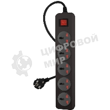 Сетевой фильтр Buro 500UNH-1.8-BG 1.8м (5 розеток) черный/серый (коробка)