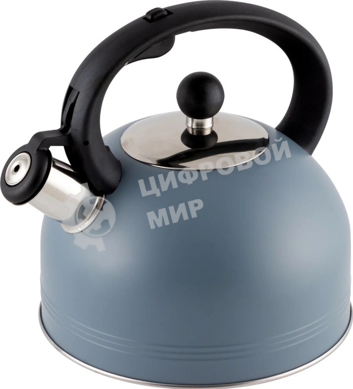 Чайник для плиты MALLONY MENTOLO 2,5 л, нерж. сталь со свистком, окрашенный корпус