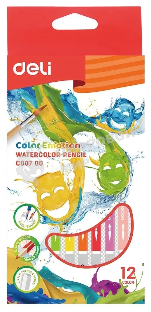 Карандаши цветные Deli Color Emotion EC00700 EC00700, липа, 12 цветов, коробка европодвес