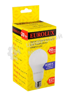 Лампа светодиодная EUROLUX LL-E-A70-20W-230-6K-E27 груша