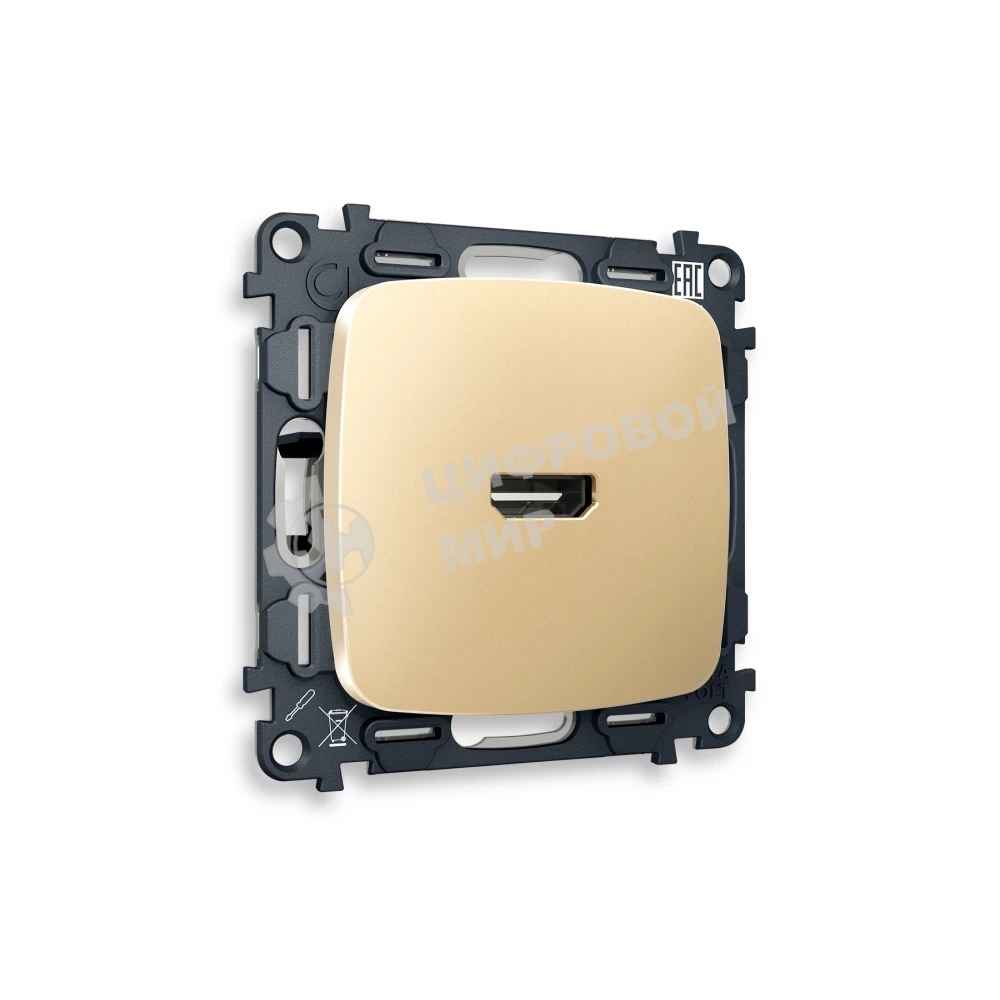 Комплект механизма розетки HDMI 2.0 OMEGA Шампань 40V/500mA 2.0GHz 5-18Gbit/s QUANT (OP6140, VM222) MO614010
