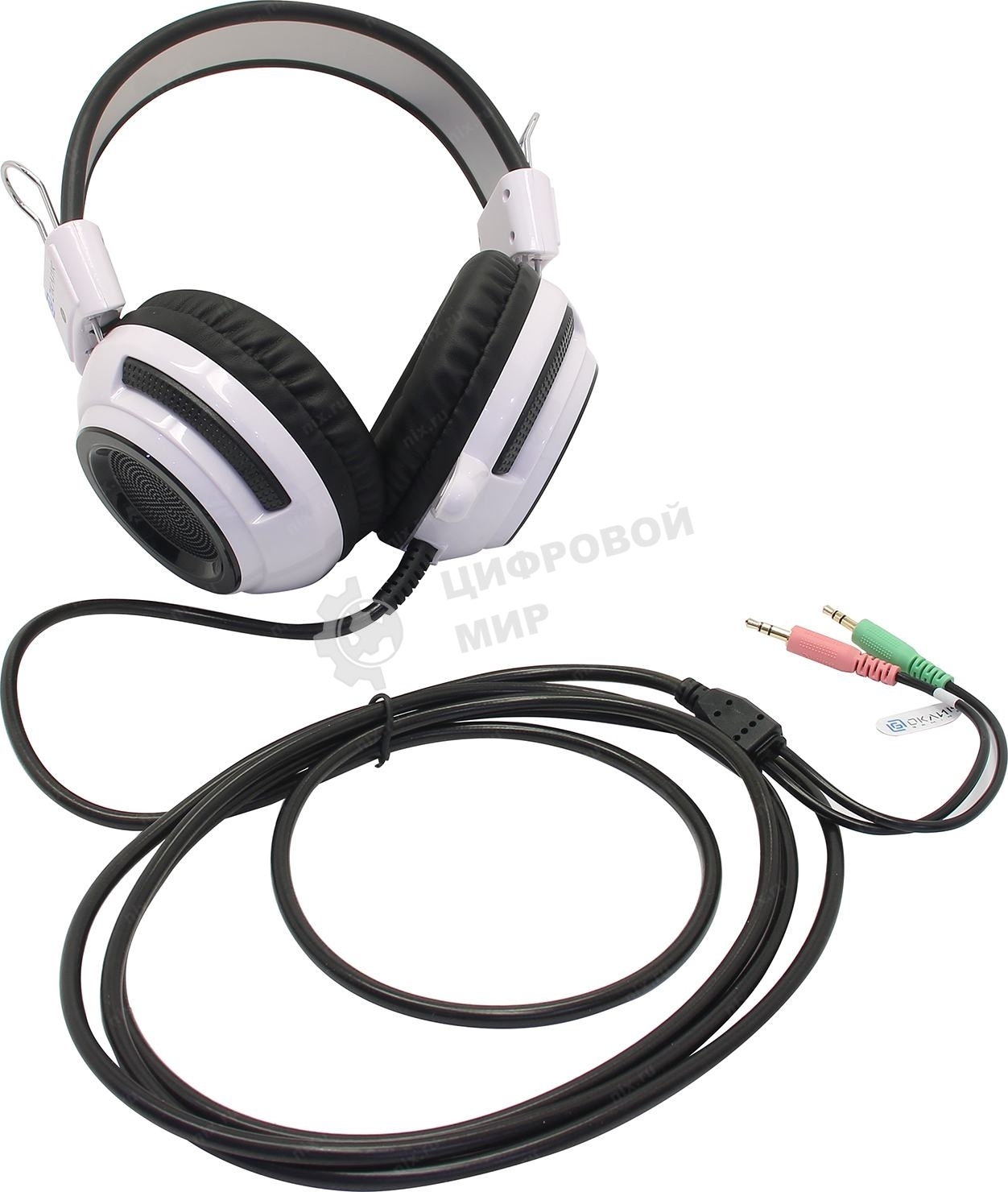 Наушники с микрофоном Oklick HS-G300 белый/черный 2.5м мониторы