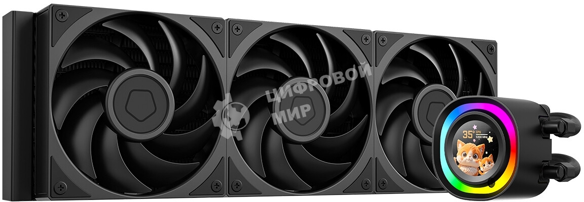 Система жидкостного охлаждения ID-Cooling FX360 LCD PE (Soc 1851/1700/1200/115X/AM5/AM4, 3x120мм fan, 2450rpm, 34.3 дБ, 350W, PWM 4-pin, Al+Cu) (FX360 LCD PE)