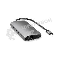 USB-концентратор Satechi USB-C Multiport Adapter 8K With Ethernet V3 (5xUSB Type-C, HDMI, RJ-45, SD), Серый космос Док-станция ST-P8KEM