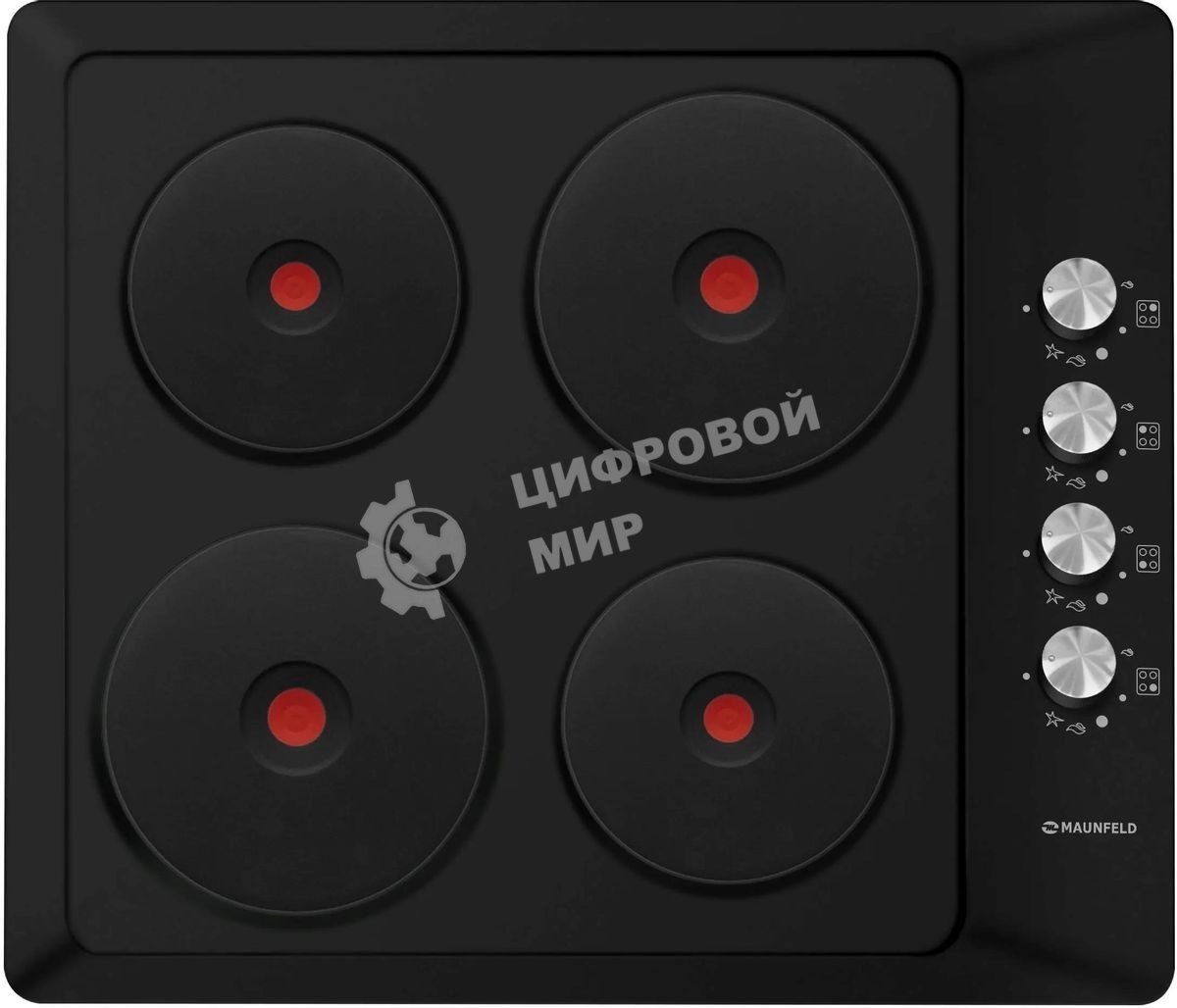 Варочная комбинированная панель Maunfeld EEHE.64.4B, конфорок: 4 шт., эмаль, независимая, черный