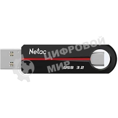 Флешка USB Netac US18 (NT03US18C-128G-32BK), 128Gb, USB 3.2/TypeC, R/W 200/100, черный/красный