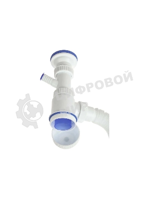 Сифон МИНИ ЭЛИТ для раковин 1'1/2 х 40/50 мм с нержавеющей чашкой 63 мм с отводом для стиральной или посудомоечной машины и c гофротрубой L800 мм