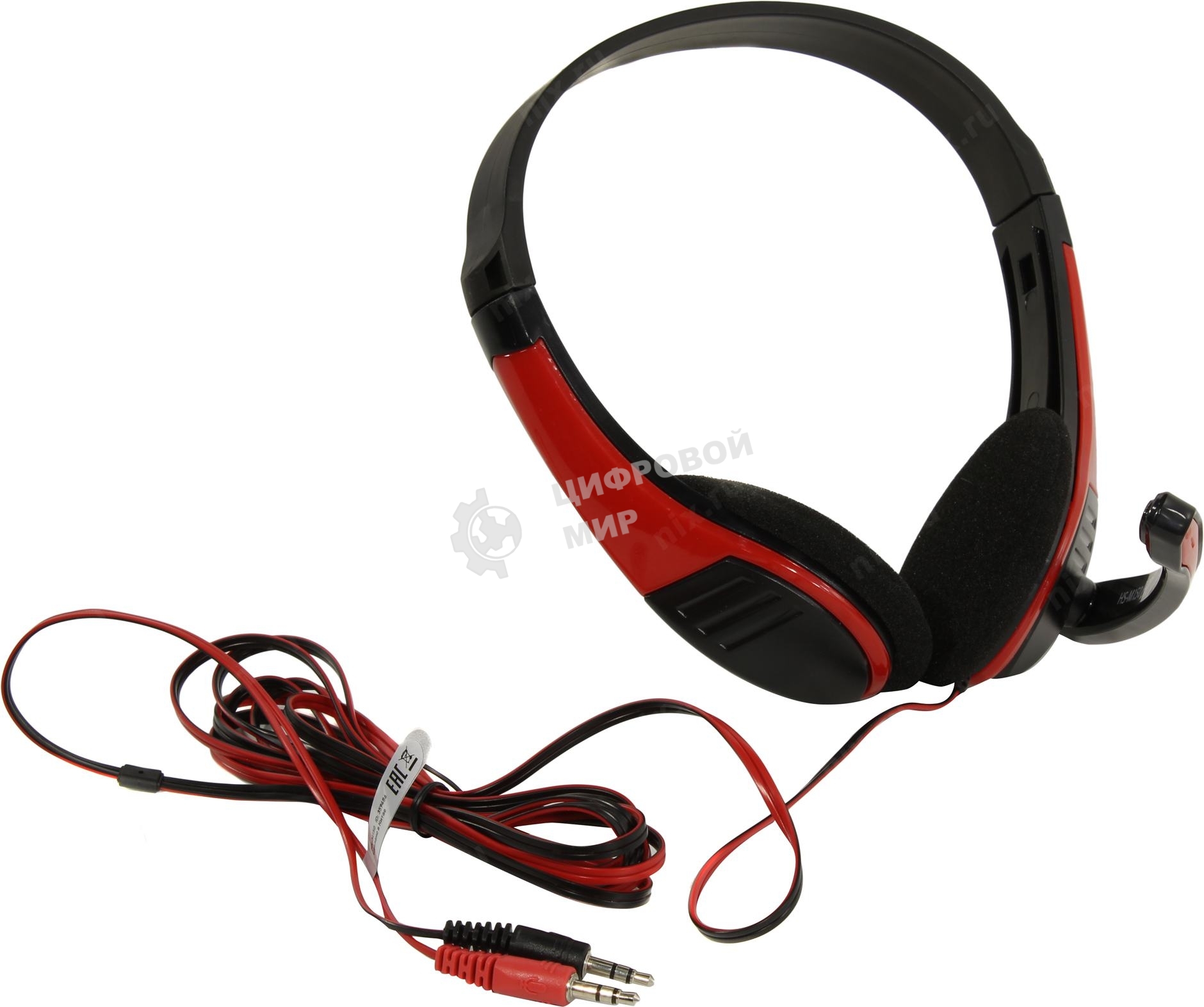 Гарнитура проводная с микрофоном Oklick HS-M150 черный/красный 2.2м накладные (NO-003N)