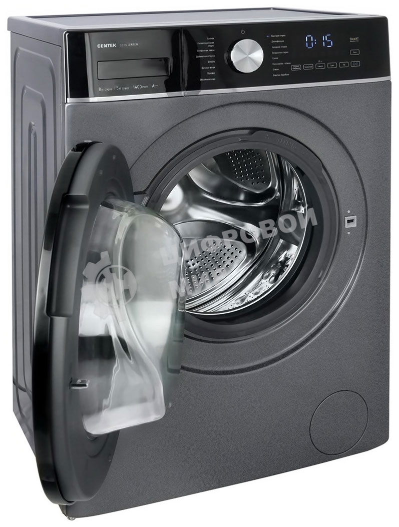Стиральная машина Centek CT-1956 серый, загрузка фронтальная 8/5 кг (стирка/сушка), 1400 об/мин., класс А+++