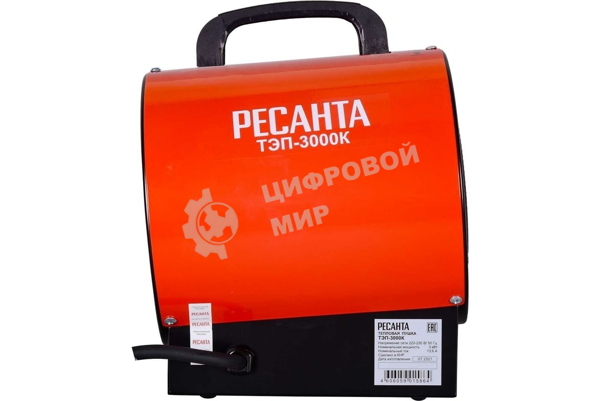Тепловая пушка электрическая Ресанта ТЭП-3000К 3000Вт красный