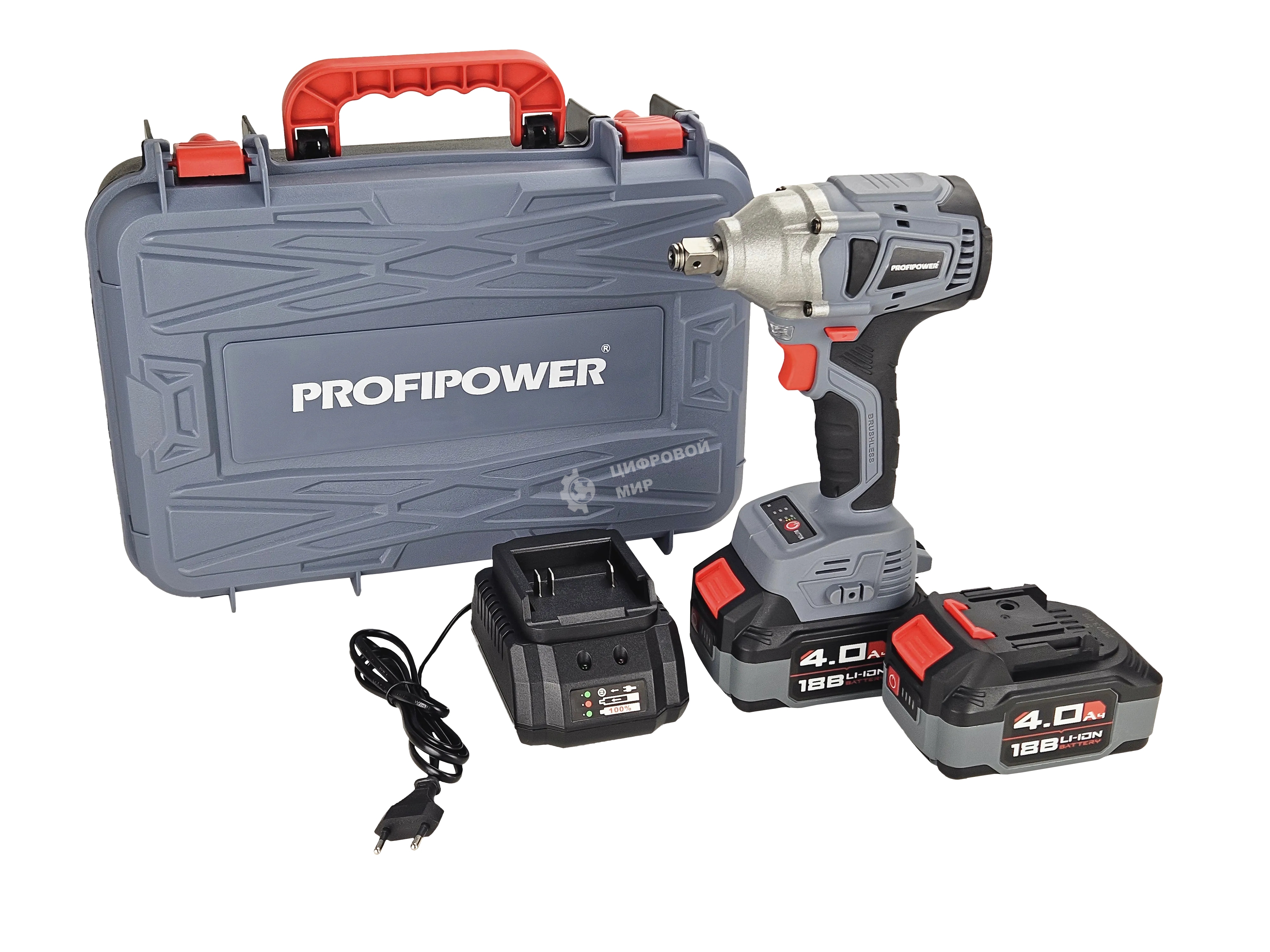 Аккумуляторный винтоверт беcщеточный импульсный ProfiPower MKDTD-18V (Li-ion-2шт, 4.0А·ч, З/У speed, кейс)