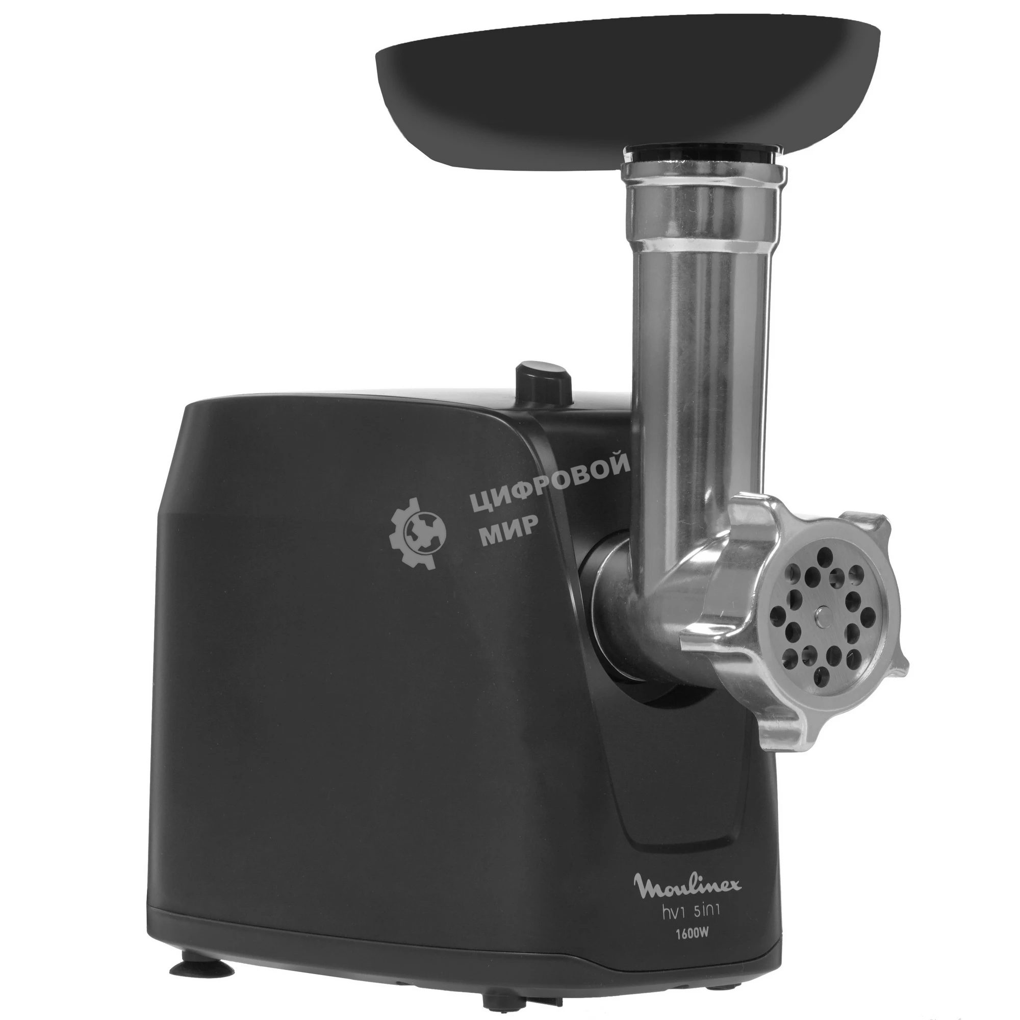 Мясорубка электрическая Moulinex ME112832 черный/серебристый, 1600 Вт, 1.9 кг/мин, реверс, защита от перегрузки, насадки - 5